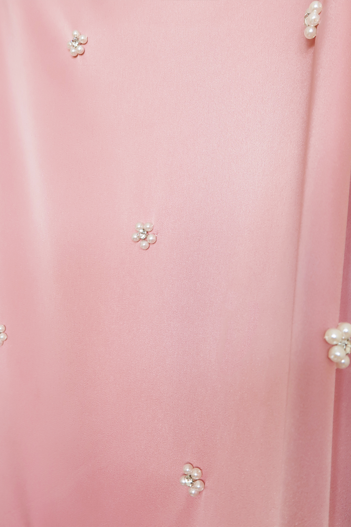 Pink Satin Embellished Maxi Skirt