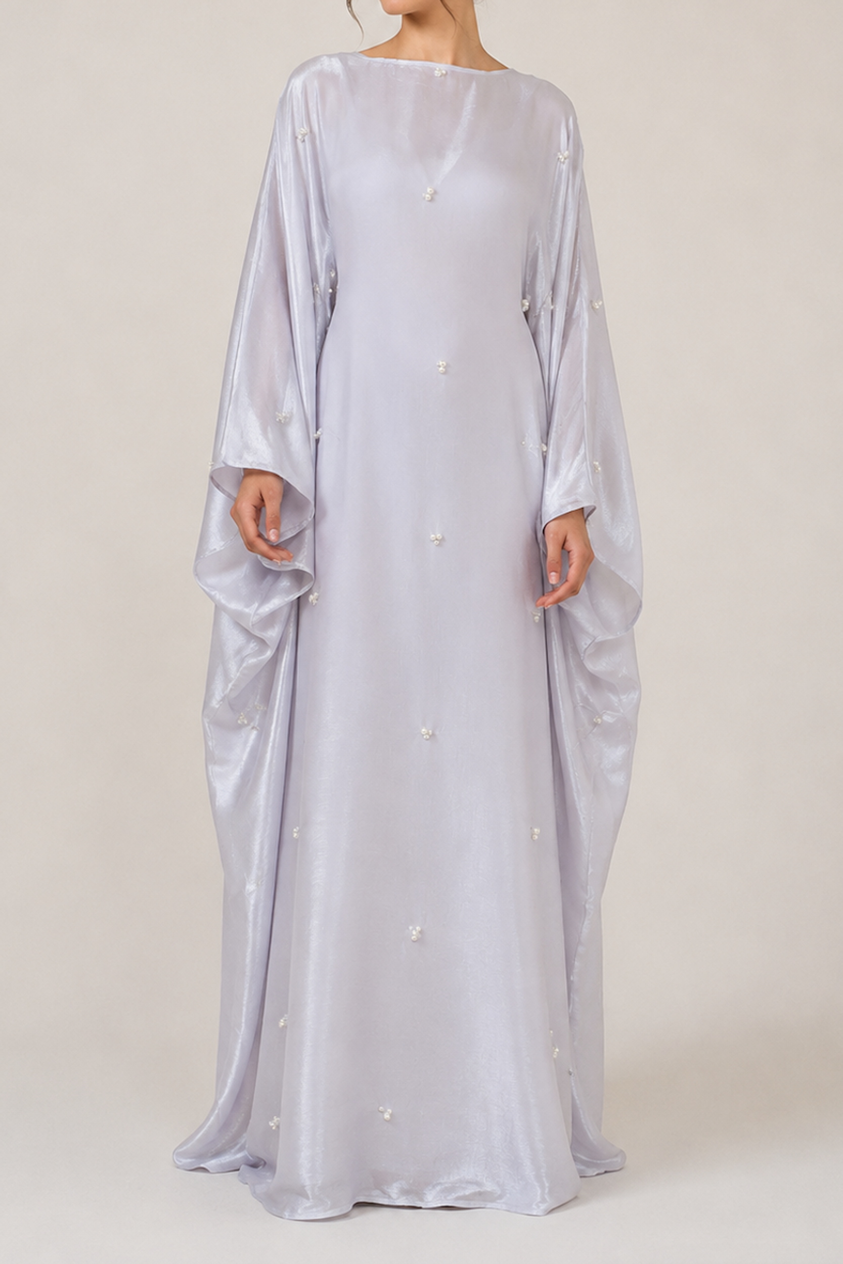 Grey Pearl Embellished Kaftan